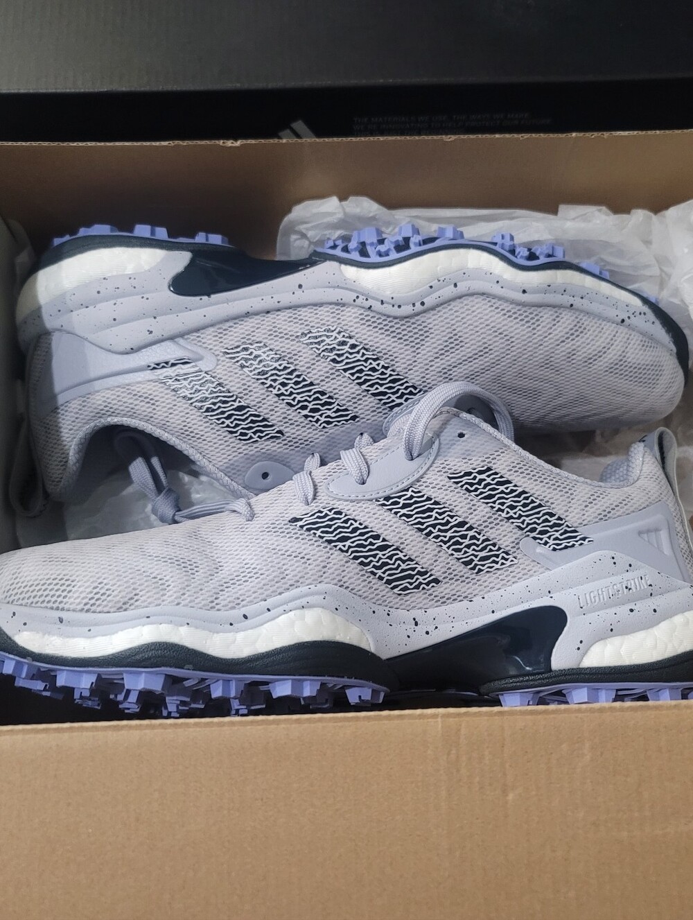 adidas Women’s Light Gray Mesh Athletic Shoes with Lavender Outsole